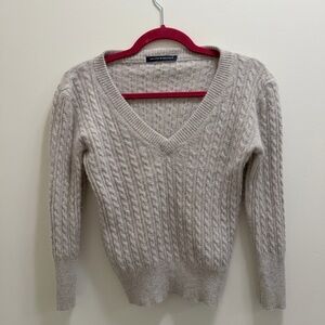 Brandy Melville Gray Cable Knit V-Neck Wool Blend Sweater Made in Italy